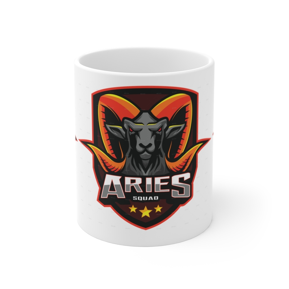 Orange and White Aries Ceramic Mug for Dining